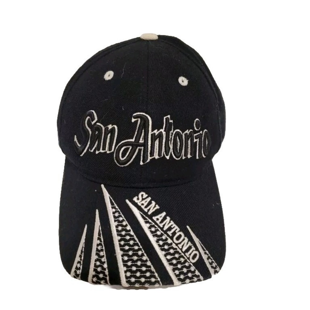 San Antonio Baseball Cap Black White Hook and Loop Closure Made in‎ Vietnam